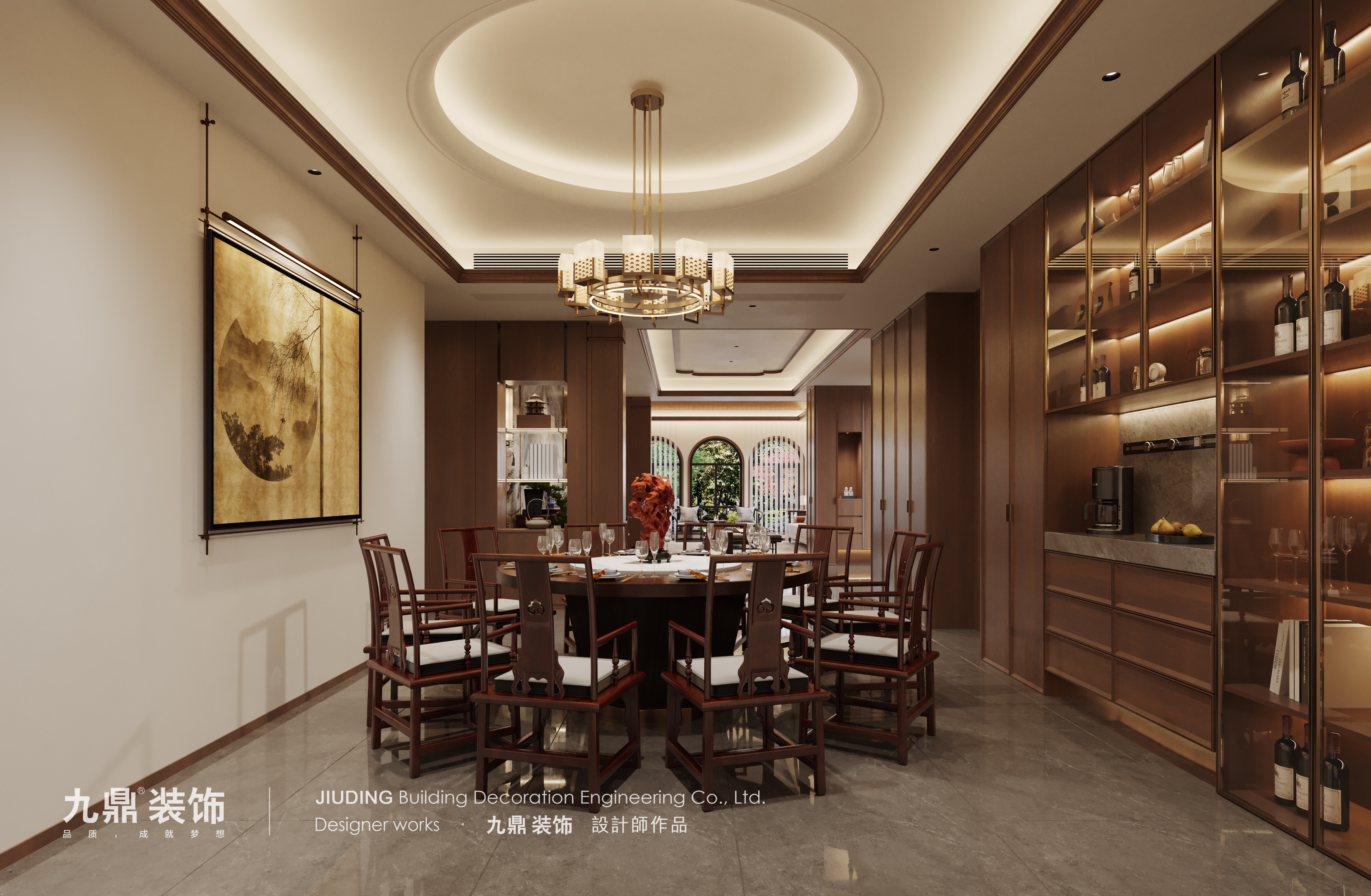 富春江畔別墅600m2新中式裝修案例效果圖